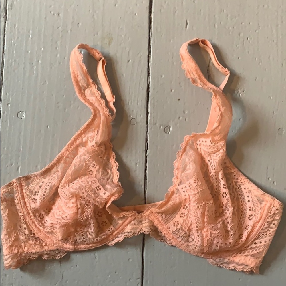 Free People Deep V Lace Underwire Bra 34B